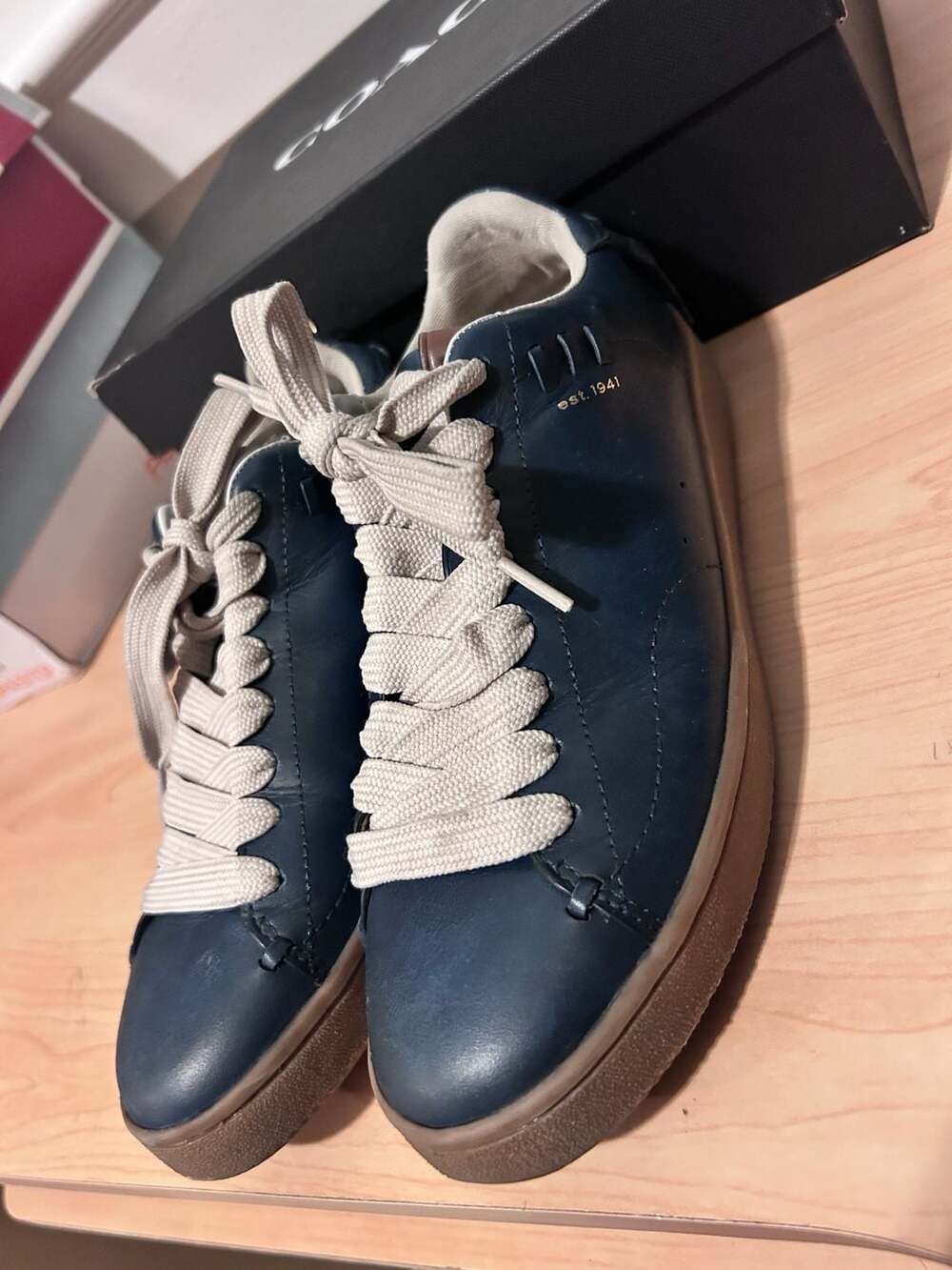 Coach LTHR CRFT C101 Denim Leather Sneakers Size 7.5 D - Picture 3 of 10
